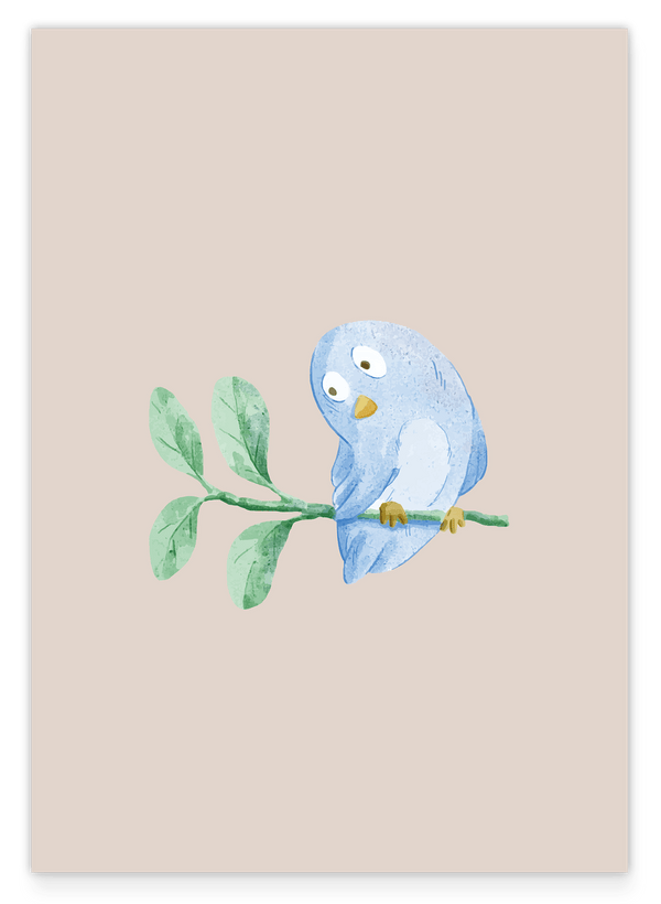 Kleiner Vogel, Süße Illustration, Wasserfarben-Zeichnung, Dekoration für Babies und Kinder