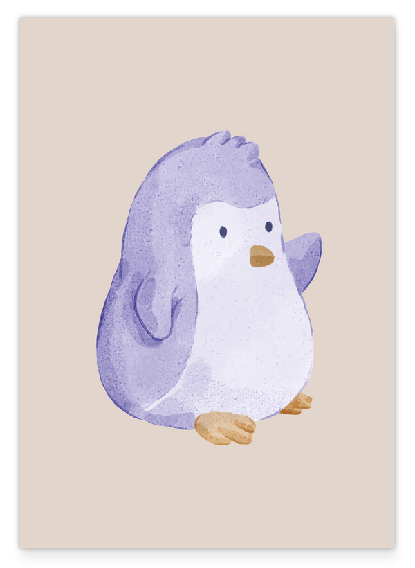 Winkender Pinguin, Wasserfarben-Zeichnung, Süße Dekoration, Illustration für Zuhause