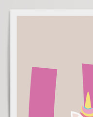 After Hover: U wie Unicorn, Kinderzimmer Deko in Beige mit weißem Rand - Süße Einhorn Illustration, Englische Buchstaben