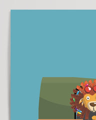 After Hover: Lara Löwe, Monstertruck, Bunte Zeichnung, Auto-Illustration, Lustige Dekoration für Zuhause