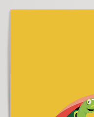 After Hover: Sandra Schildkröte, Bunte Auto-Zeichnung, Illustration für Kinder, Süße Dekoration für Zuhause