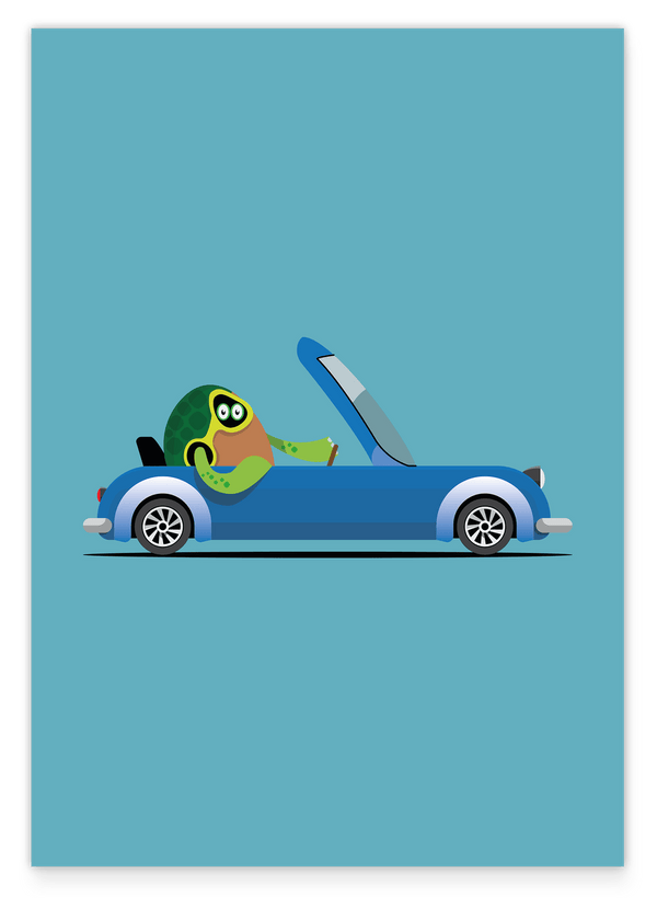 Simone Schildkröte, Lustige Illustration, Auto-Zeichnung, Süße Dekoration für Zuhause