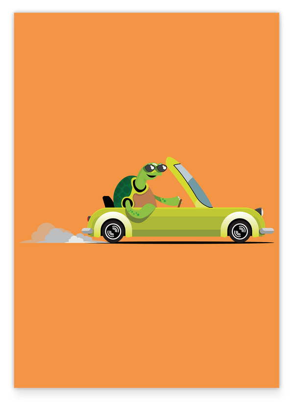 Simon Schildkröte, Lustige Zeichnung, Bunte Illustration, Witzige Dekoration für Zuhause