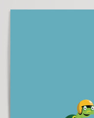 After Hover: Sebastian Schildkröte, Rennauto, Süße Zeichnung, Illustration für Kinder, Bunte Deko für Zuhause