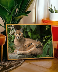 After Hover: Karakal mit Jungtieren - Großkatzen Wildtier Fotografie