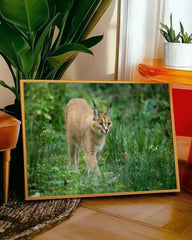 After Hover: Karakal Großkatze in grüner Natur - Tier Fotografie