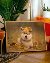 After Hover: Shiba Inu im Laub