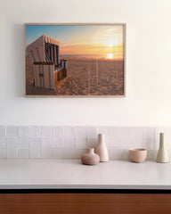 After Hover: Strandkorb bei Sonnenuntergang