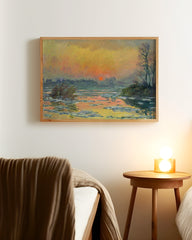 After Hover: Claude Monet - Sonnenuntergang auf der Seine im Winter