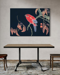 After Hover: Itō Jakuchū - Roter Vogel auf schwarzem Hintergrund