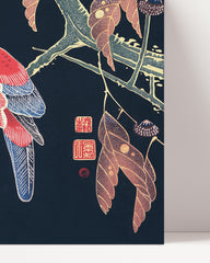 After Hover: Itō Jakuchū - Roter Vogel auf schwarzem Hintergrund