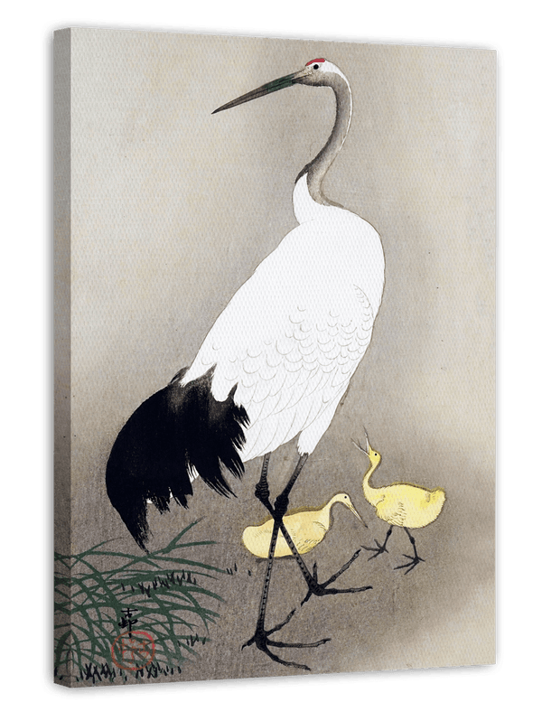 Ohara Koson - Kranich mit Küken