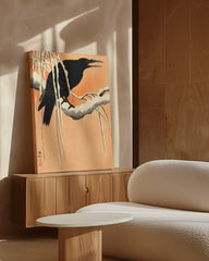 After Hover: Ohara Koson - Krähe vor orangenem Hintergrund