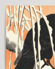 After Hover: Ohara Koson - Krähe vor orangenem Hintergrund