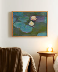 After Hover: Claude Monet Kunstdruck - Gemälde mit zwei Seerosen