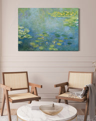 After Hover: Claude Monet - Seerosen Kunstdruck in Blau- und Grüntönen