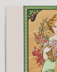 After Hover: Alfons Mucha - Bohemian beauty in green dress