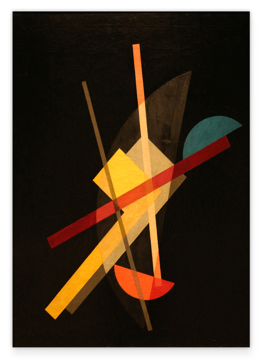 László Moholy Nagy - Abstrakte Formen auf schwarzem Hintergrund