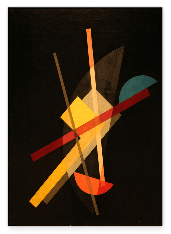 László Moholy Nagy - Abstrakte Formen auf schwarzem Hintergrund