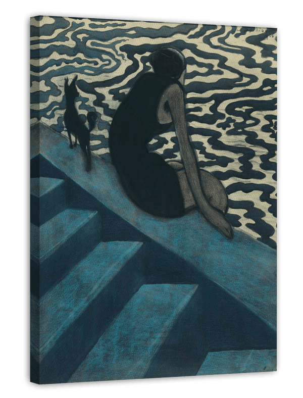 Léon Spilliaert - Sitzende Frau mit Hund am Hafen