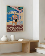 After Hover: Pierre Fix-Masseau - Art Deco Werbeplakat - Strand in Monte Carlo
