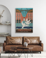 After Hover: Pierre Fix-Masseau - Art Deco Werbeplakat - Tauben am Bahnhof