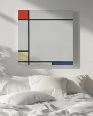 After Hover: Piet Mondrian - Quadratische Komposition - Geometrie in Rot, Gelb, Blau