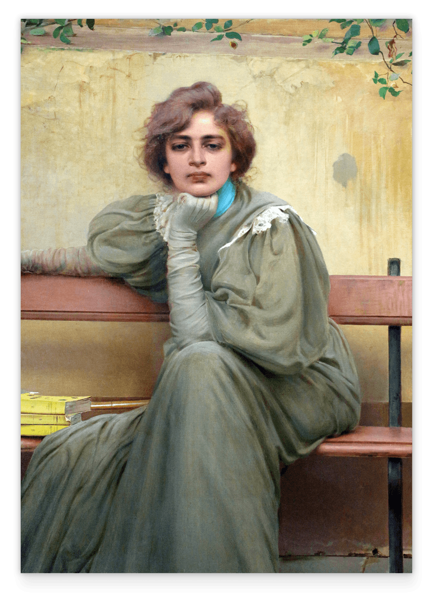Vittorio Matteo Corcos - Träume - Sitzende Frau in denkender Pose