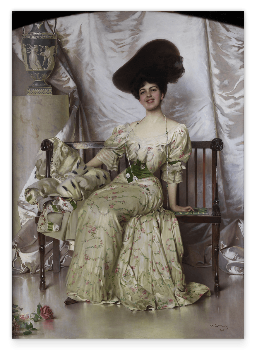 Vittorio Matteo Corcos - Sitzende Dame im Seidenkleid