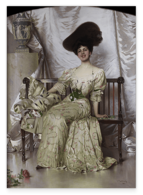 Vittorio Matteo Corcos - Sitzende Dame im Seidenkleid