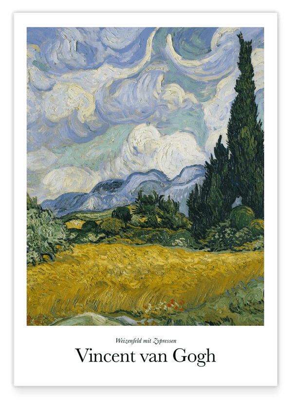Vincent van Gogh - Museum-Poster Weizenfeld mit Zypressen