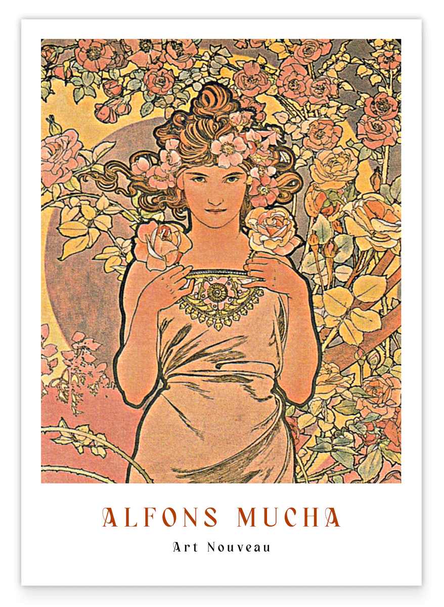Alfons Mucha - Museum-Poster Frau mit Blumen II
