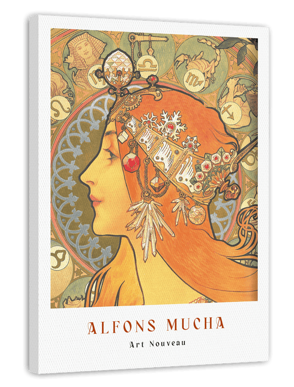 Alfons Mucha - Museum-Poster Frauenprofil mit Sternzeichen