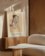 After Hover: Egon Schiele - Museum-Poster I Duckender Akt in Schuhen und in schwarzen Strümpfen