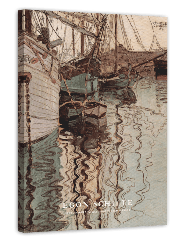 Egon Schiele - Museum-Poster II Segelschiffe mit wellenbewegtem Wasser