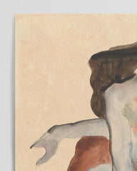 After Hover: Egon Schiele - Museum-Poster II Duckender Akt in Schuhen und in schwarzen Strümpfen