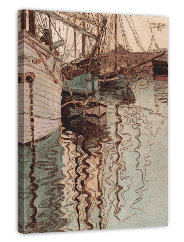 Egon Schiele - Segelschiffe im wellenbewegtem Wasser (Der Hafen von Triest)