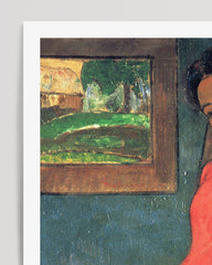After Hover: Paul Gauguin - Museum-Poster Frau im rotem Kleid