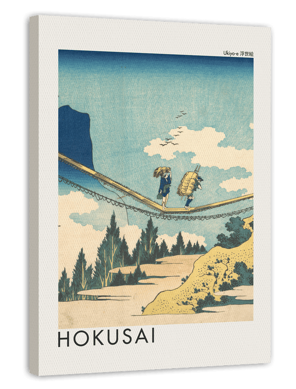 Katsushika Hokusai - Museum-Poster Die Hängebrücke an der Grenze der Hida und Etchū Provinzen (Hietsu no sakai tsuribashi)