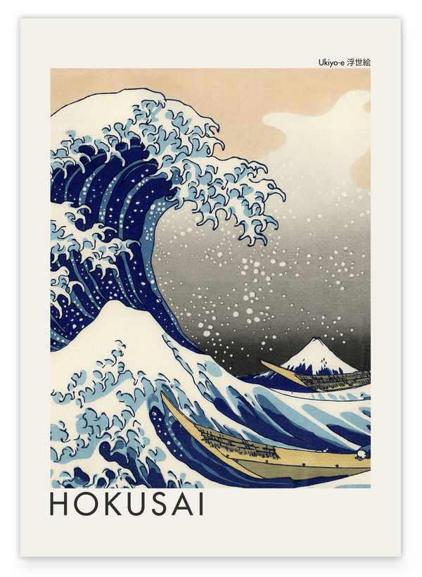 Katsushika Hokusai - Museum-Poster Die Welle - Unter der Welle vor Kanagawa (Kanagawa Oki Nami Ura) oder: "Die Große Welle"
