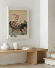 After Hover: Katsushika Hokusai - Museum-Poster Hahn, Henne und Nadeshiko