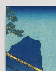 After Hover: Katsushika Hokusai - Die Hängebrücke an der Grenze der Hida und Etchū Provinzen im Hochformat - Museum-Poster II (Hietsu no sakai tsuribashi)
