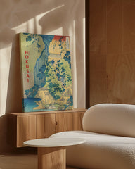 After Hover: Katsushika Hokusai - Kiyotaki Kannon Wasserfall bei Sakanoshita am Tōkaidō - Museum-Poster II mit Schriftzug