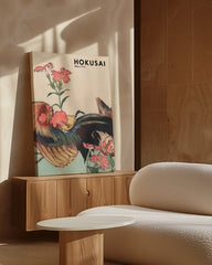 After Hover: Katsushika Hokusai - Museum-Poster II Hahn, Henne und Nadeshiko