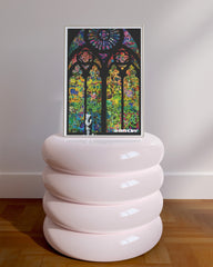 After Hover: Banksy - Museum-Poster Glasmalerei in Kirche - Graffiti
