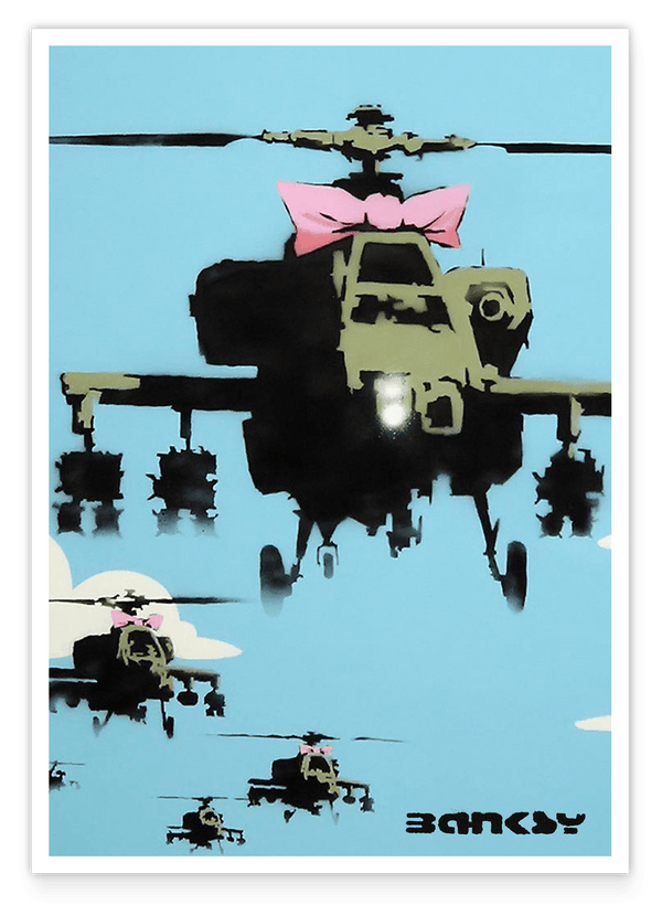 Banksy - Museum-Poster Kampfhubschrauber mit rosa Schleife