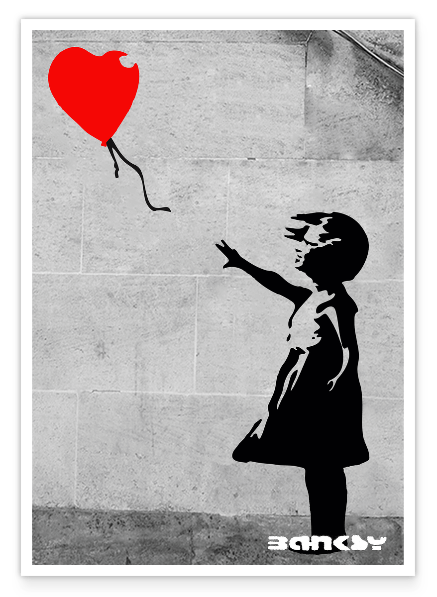 Banksy - Museum-Poster Mädchen mit Luftballon in Herzform - Street-Art I