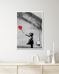 After Hover: Banksy - Mädchen mit Herz Luftballon & Treppe - Museum-Poster II