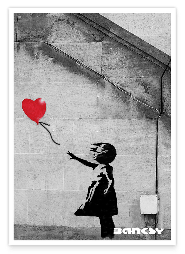 Banksy - Mädchen mit Herz Luftballon & Treppe - Museum-Poster II