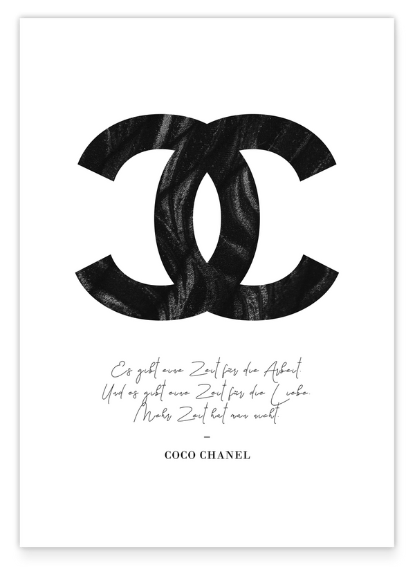 Coco Chanel Mode Label - Zitat mit schwarzem Logo